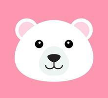 Vector flat cartoon polar bear face