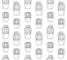 Vector seamless pattern of hand drawn cactus