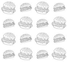 Vector seamless pattern of hand drawn burger