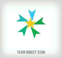 Star sign logo from creative team arrows. Unique color transitions. Common attraction logo template. vector