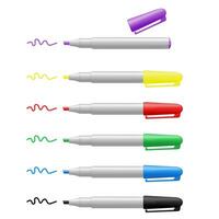 Set of 6 colored markers vector