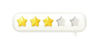 Colorful 3D bubble display a 3-star rating out of 5, indicating the level of quality and service based on customer and employee reviews. vector
