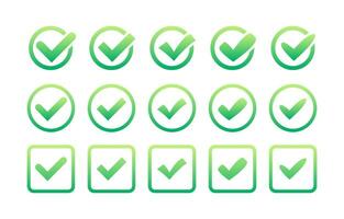 Set Green Check Mark icon. Yes sign, Approved icon. Success Accept, agree on application. Vector stock illustration