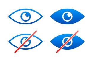 See and unsee eyes icon set. Hide and unhide symbol. Sensitive content. Vector stock illustration