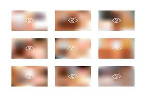 Censored pixel bar. Set of blurred censorship background. Nudity or adult content. Vector stock illustration