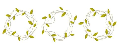 Round wavy wreath, highlighter, frame with leaves. vector