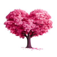 AI generated beautiful pink form, blossoming cherry tree flowers make up a heart png