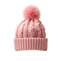 AI generated Pink knitted hat isolated on transparent background png