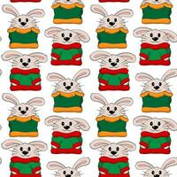 Seamless pattern with Rabbit in Christmas Sweater vector