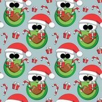 Seamless pattern with cute Christmas Avocado vector