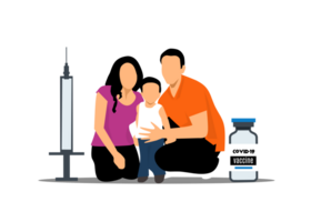 a family with a child and an injection png