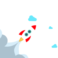 a rocket ship flying through the clouds with a blue sky png