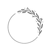 Floral circle frame, elegant wreath round border vector