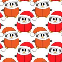Seamless pattern with Santa Claus Penguin vector