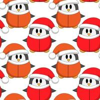 Seamless pattern with Santa Claus Penguin vector