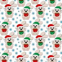 Seamless pattern with Christmas Rabbit and cup vector