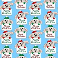 Seamless pattern with Rabbit with Christmas congratulation vector