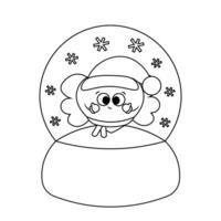 Snow globe with cute Heart with wing in black and white vector