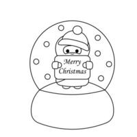 Snow globe with cute God Jesus Christ with Christmas congratulation in black and white vector