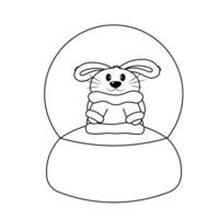 Snow globe with cute Rabbit in sweater in black and white vector