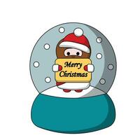 Snow globe with cute God Jesus Christ with Christmas congratulation in color vector