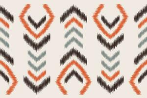 Ethnic Ikat fabric pattern geometric style.African Ikat embroidery Ethnic oriental pattern brown cream background. Abstract,vector,illustration.Texture,clothing,frame,decoration,motif,carpet. vector