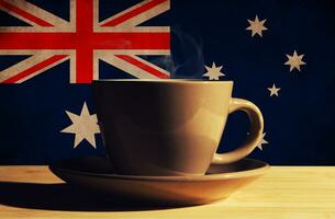 hot drink with flag photo