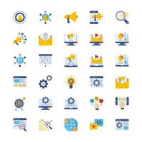 Digital marketing icon set. Containing seo, content, website, social media, sales and online advertising vector