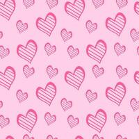 Heart hand drawn seamless pattern on pink background for wrapping valentine vector