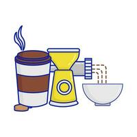 café amoladora con cuenco ilustración vector