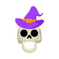 spooky hat witch in skull illustration vector