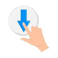 hand cursor click  down arrow illustration vector