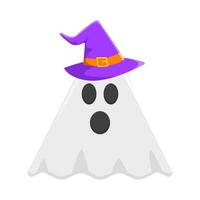 spooky hat witch in ghost illustration vector