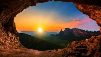 AI generated sunrise in the mountains photo
