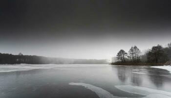 AI generated a lake is frozen over in the middle of a dark sky photo