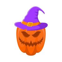 spooky hat witch in pumpkin illustration vector