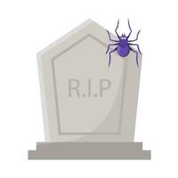 spider in tombstone illustration vector