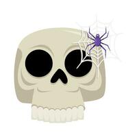 spider in spider web with in skull illustration vector