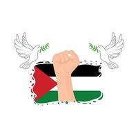 hand gestur flag palestine with dove illustration vector