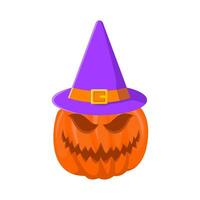 spooky hat witch in pumpkin illustration vector