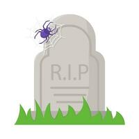 spider with spider web in tombstone illustration vector