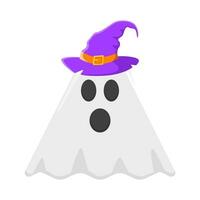 spooky hat witch in ghost illustration vector