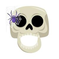 ider with spider web in skull illustration vector