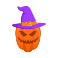 spooky hat witch in pumpkin illustration vector