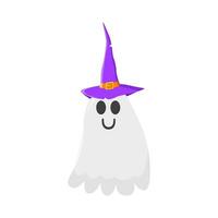 spooky hat witch in ghost illustration vector