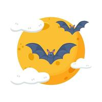 batfly, moon with cloud illustration vector