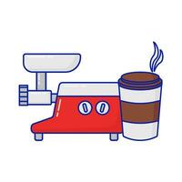 amoladora café con taza café bebida ilustración vector