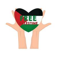hand gesture with love free palestine illustration vector