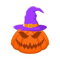 spooky hat witch in pumpkin illustration vector