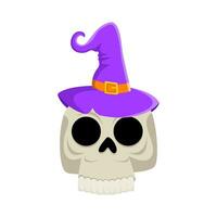 spooky hat witch in skull illustration vector